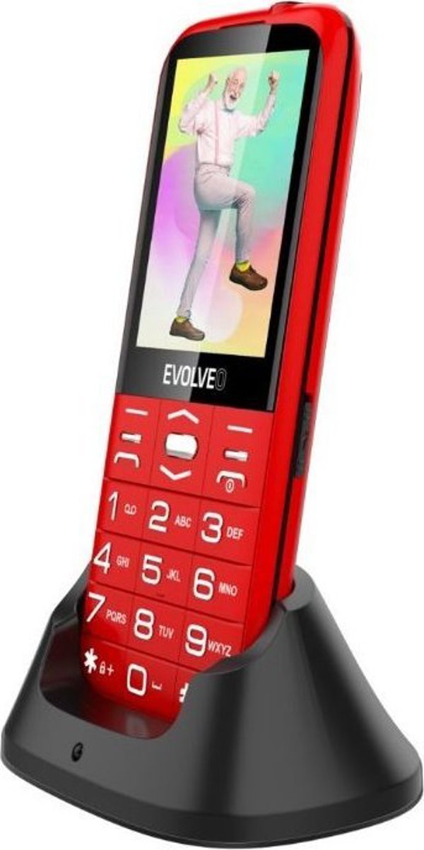 Κινητό τηλέφωνο Evolveo EVOLVEO EasyPhone XO, κινητό τηλέφωνο για ηλικιωμένους με βάση φόρτισης, κόκκινο