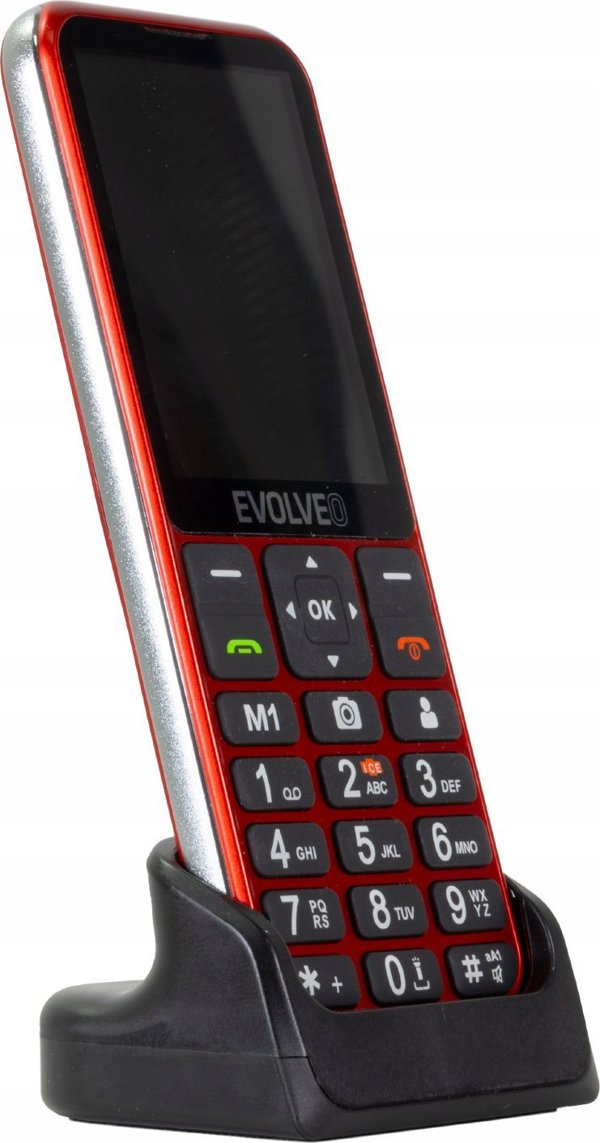 Smartfon Evolveo EVOLVEO EasyPhone LT, κινητό τηλέφωνο για ηλικιωμένους με βάση φόρτισης, κόκκινο
