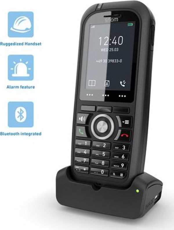 Snom M80 Ασύρματο Τηλέφωνο DECT, IP65, Bluetooth, Έγχρωμη Οθόνη, 12 Ώρες Ομιλία, Μαύρο