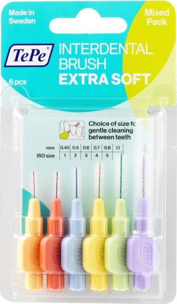 TePe Extra Soft Μεσοδόντια Βουρτσάκια, Mixed Pack, 6 Τεμάχια