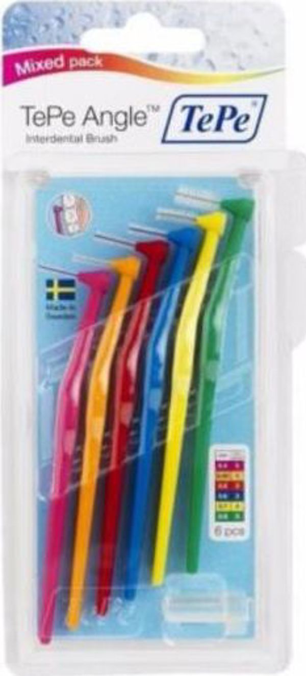 TePe Angle Μεσοδόντια Βουρτσάκια Mixed Pack, 6 Τεμάχια – Μεσοδόντιος Καθαρισμός με Ορθογώνια Κεφαλή