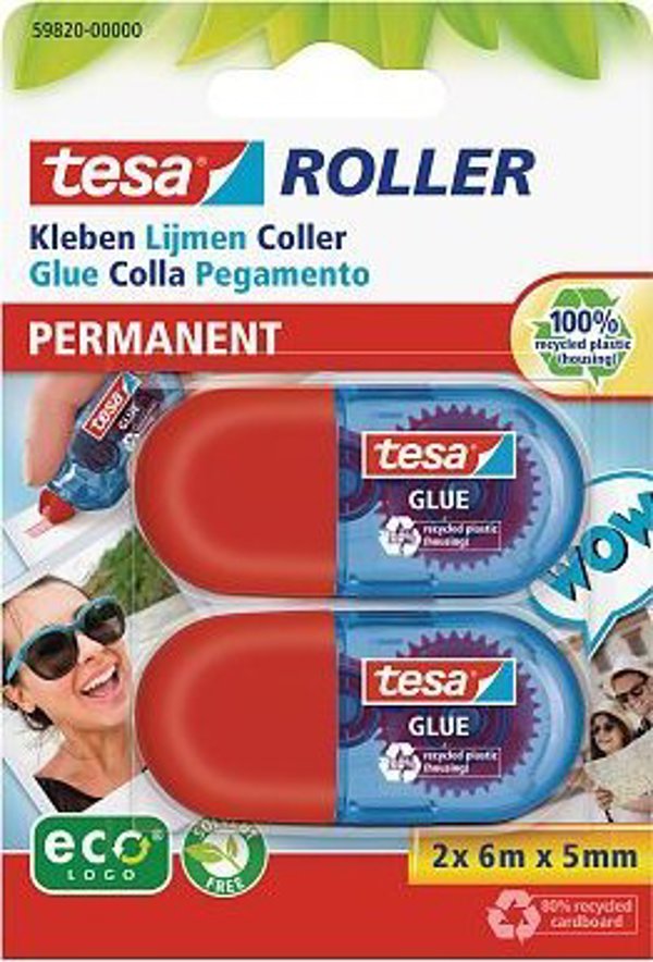 Tesa tesa Μίνι Κολλητικός Κύλινδρος 6μ 5mm μόνιμος ecoLogo 2τμχ.