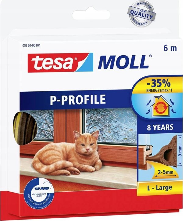 Tesa Tesa Window Seal 6m x 9mm P-Profile brown 05390
