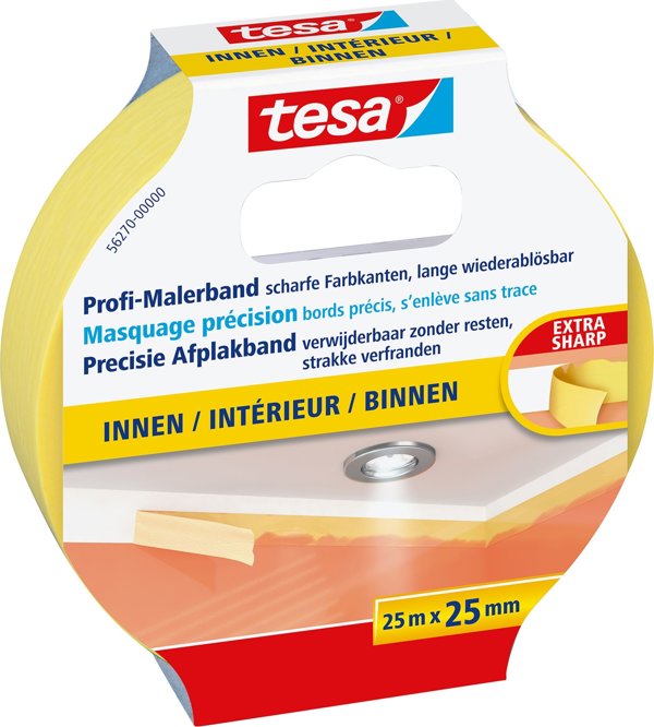 Tesa Tesa Masking Tape 25m x 25mm Preci.indoor yellow 56270
