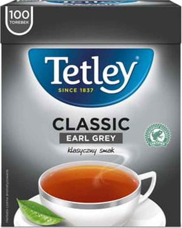 Tetley Μαύρο Τσάι Earl Grey, Κλασικό, 100 Φακελάκια x 1,5g