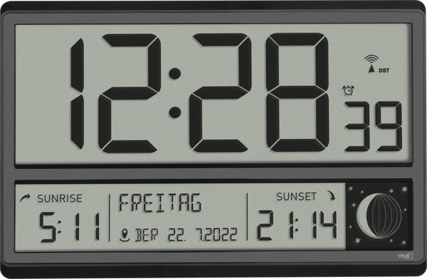 TFA TFA 60.4524.01 black Digital XL Wall Clock