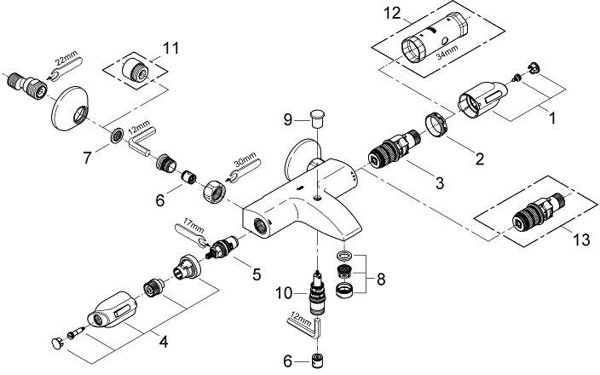 Θερμοστάτης για μπάνιο Grohe Precision Trend 34227000
