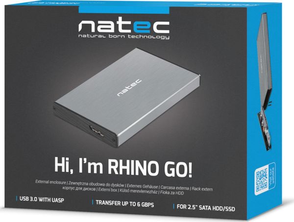 Θήκη Natec 2.5" SATA - USB 3.0 Rhino Go Μαύρη (NKZ-0941)