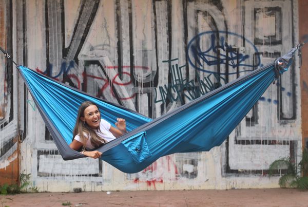 Ticket To The Moon Hamak dwuosobowy Original Hammock Aqua/Dark Grey 320x200cm (TMO1503)