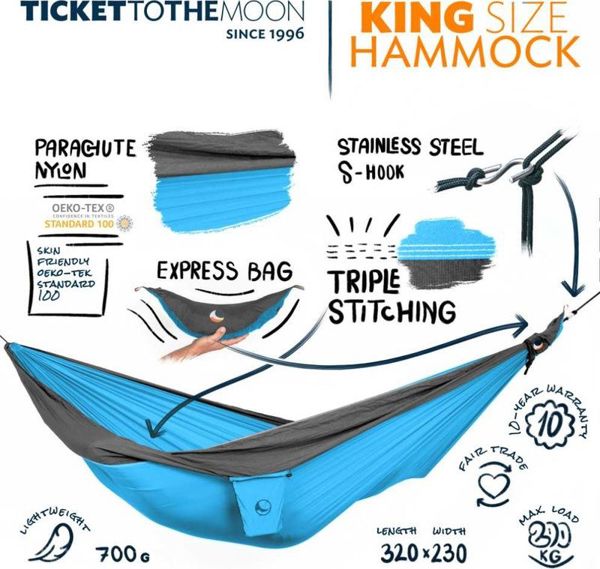 Αιώρα King Size Ticket To The Moon Aqua/Dark Grey 320x230cm (TMK1503) 5947600 727670920772