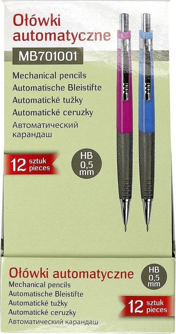 Titanium Μηχανικό Μολύβι HB 0,5mm με Γόμα, Λαστιχένια Λαβή, 12 Τεμάχια (Μπλε/Ροζ)