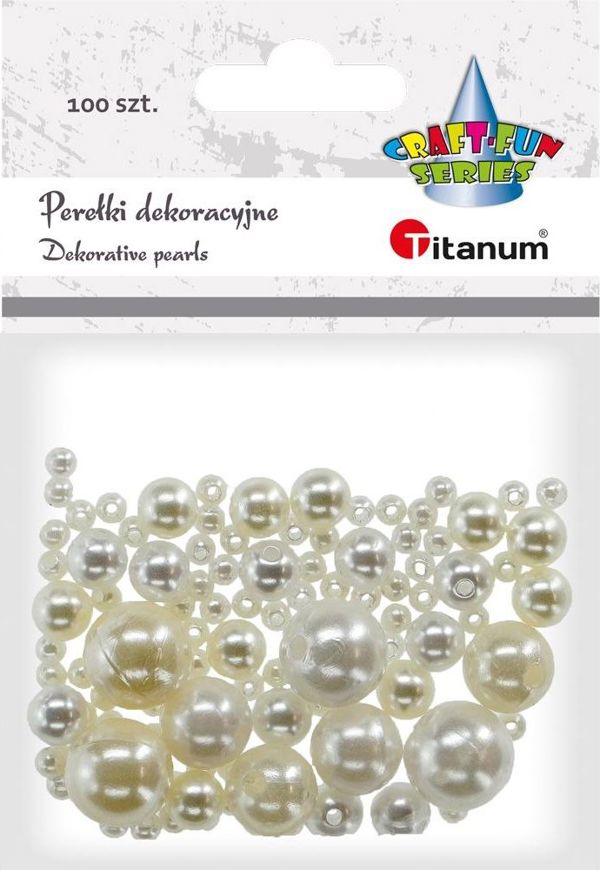 Titanum Χάντρες Μαργαριτάρια, Μίγμα Μεγεθών 3.5-13mm, Λευκό Περλέ, 100τμχ