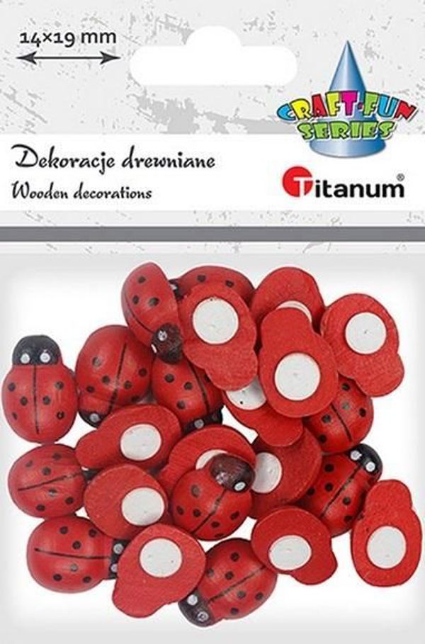 Titanum Αυτοκόλλητα Διακοσμητικά 3D Πασχαλίτσες, Ξύλινα Στολίδια 14x19mm, 24τμχ