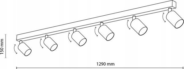 TK Lighting LAMP SPOT LIGHT TOP GU10 6X10W WH