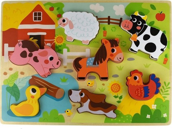 Tooky Toy Tooky Toy Ξύλινο παζλ Ζώα Φάρμας Σχήματα αγώνα 11863805 6972633372905
