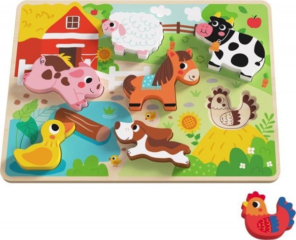 Tooky Toy Tooky Toy Ξύλινο παζλ Ζώα Φάρμας Σχήματα αγώνα 11863805 6972633372905