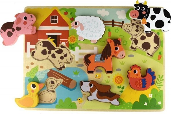 Tooky Toy Tooky Toy Ξύλινο παζλ Ζώα Φάρμας Σχήματα αγώνα 11863805 6972633372905