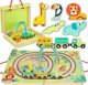 Tooky Toy Ξύλινη Βαλίτσα Πίστα Ζώα ΖΩΟ Οχήματα Βαγόνια
