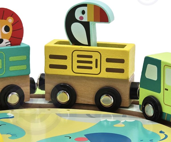 Tooky Toy Ξύλινη Βαλίτσα Πίστα Ζώα ΖΩΟ Οχήματα Βαγόνια