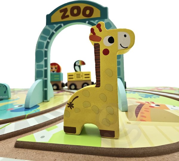 Tooky Toy Ξύλινη Βαλίτσα Πίστα Ζώα ΖΩΟ Οχήματα Βαγόνια