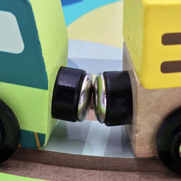 Tooky Toy Ξύλινη Βαλίτσα Πίστα Ζώα ΖΩΟ Οχήματα Βαγόνια