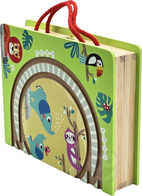 Tooky Toy Ξύλινη Βαλίτσα Πίστα Ζώα ΖΩΟ Οχήματα Βαγόνια
