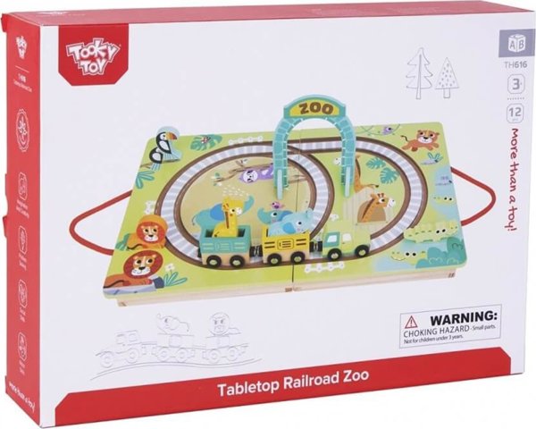 Tooky Toy Ξύλινη Βαλίτσα Πίστα Ζώα ΖΩΟ Οχήματα Βαγόνια
