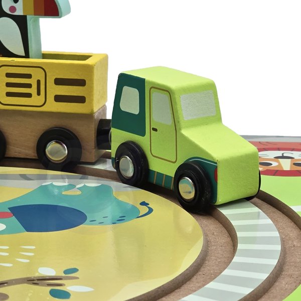Tooky Toy Ξύλινη Βαλίτσα Πίστα Ζώα ΖΩΟ Οχήματα Βαγόνια