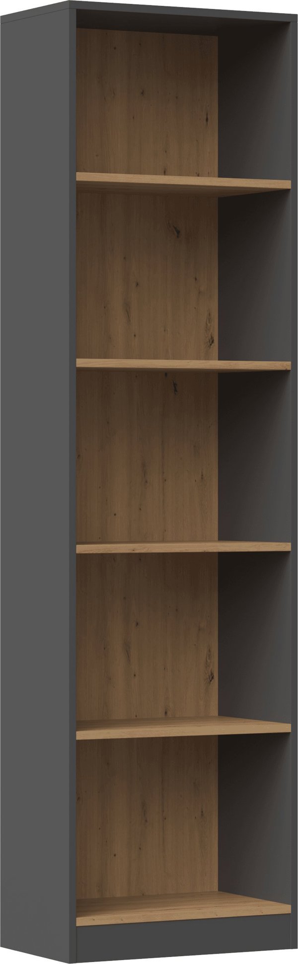 Topeshop Ραφιέρα R50 με 5 Ράφια, Γραφείου, Χρώμα Ανθρακί & Δρυς Artisan, Μοριοσανίδα