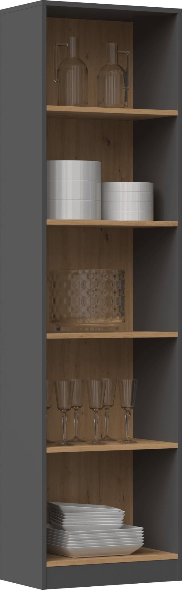 Topeshop Ραφιέρα R50 με 5 Ράφια, Γραφείου, Χρώμα Ανθρακί & Δρυς Artisan, Μοριοσανίδα