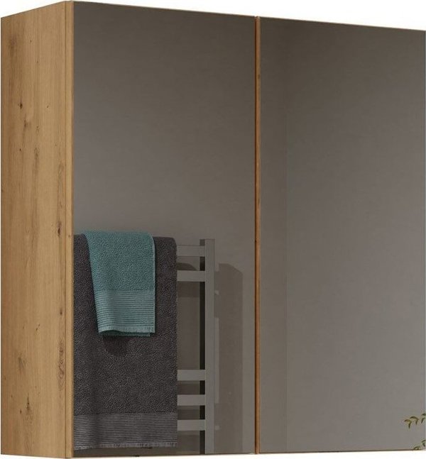 Topeshop Ντουλάπι μπάνιου, κρεμαστό, καθρέφτης, Pola, 60x22x60 cm, δρυς artisan, ματ