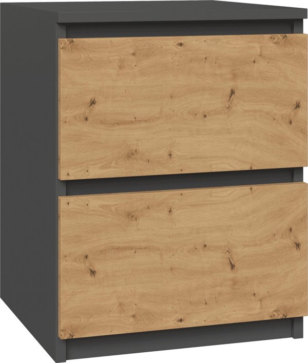 Topeshop ΚΟΜΟΔΙΝΟ ΜΕ 2 ΣΥΡΤΑΡΙΑ W2 ΑΝΘΡΑΚΙ / ΔΡΥΣ ARTISAN