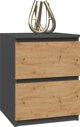 Topeshop ΚΟΜΟΔΙΝΟ ΜΕ 2 ΣΥΡΤΑΡΙΑ W2 ΑΝΘΡΑΚΙ / ΔΡΥΣ ARTISAN