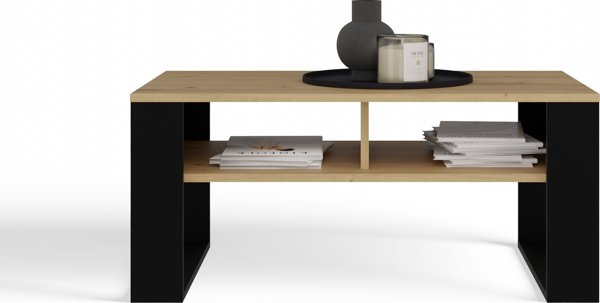 Topeshop ΜΟΝΤΕΡΝΟ ΤΡΑΠΕΖΑΚΙ ΚΑΦΕ 2P SLIM ΔΡΥΣ ARTISAN ΜΑΥΡΟ ΛΑΜΕΛΕΣ