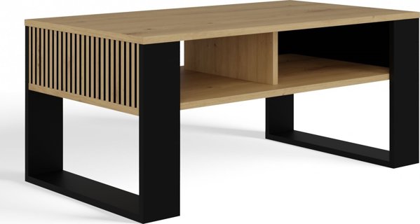 Topeshop ΜΟΝΤΕΡΝΟ ΤΡΑΠΕΖΑΚΙ ΚΑΦΕ 2P SLIM ΔΡΥΣ ARTISAN ΜΑΥΡΟ ΛΑΜΕΛΕΣ