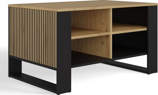 Topeshop Τραπεζάκι Καφέ Λάβα Modern 4P Slim, Δρυς Artisan & Μαύρο, Μοντέρνο Σχέδιο