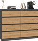 Topeshop Συρταριέρα Malwa M8, 8 Συρτάρια, 120cm, Ανθρακί / Δρυς Artisan