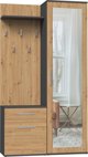 Topeshop Ντουλάπα Duo με Καθρέπτη 100x35x180 cm, Ανθρακί & Δρυς Artisan, Ματ