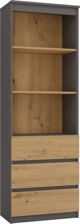 Topeshop Ράφι Γραφείου με 3 Συρτάρια, 60x35x180 cm, Ανθρακί & Δρυς Artisan, από Πλαστικοποιημένη Σανίδα