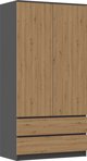 Topeshop Ντουλάπα Malwa SS-90, 90cm, Ανθρακί / Δρυς Artisan