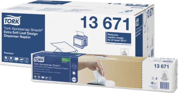 Tork Tork Xpressnap Snack - Χαρτοπετσέτες διανομής, 2-στρώσεων, εξαιρετικά μαλακές, premium - Λευκές