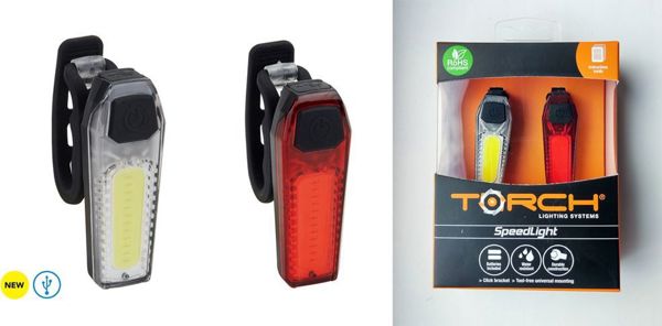 Σετ Φώτα Ποδηλάτου TORCH 55004 + 55005 USB, Εμπρόσθιο και Οπίσθιο LED, 800m Ορατότητα