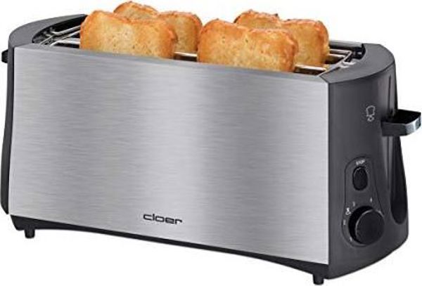 Φρυγανιέρα Cloer 3719 για 4 Φέτες, 1380W, Ασημί/Μαύρο, με Σχάρα, Αυτόματο Κεντράρισμα και Δίσκο για Ψίχουλα