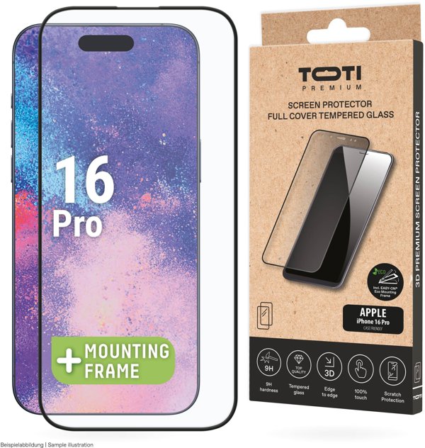 Toti PREMIUM TEMPERED γυαλί προστασίας οθόνης 3D πλήρους κάλυψης για Apple iPhone 16 Pro