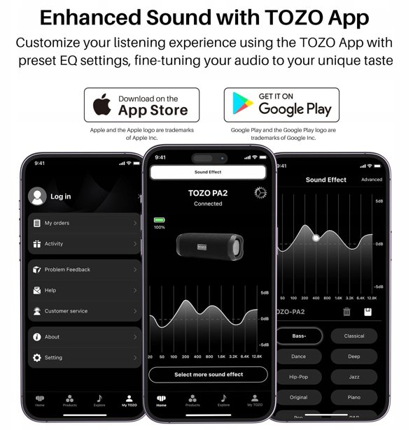 Φορητό Ηχείο Bluetooth Tozo PA2 BT Μαύρο