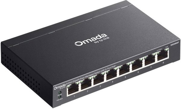 TP-Link Omada ES208GP Διαχειριζόμενος Switch δικτύου L2 Gigabit Ethernet (10/100/1000) με PoE υποστήριξη και DIN rail, μαύρο