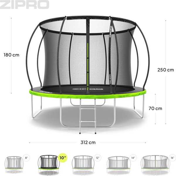 Τραμπολίνο κήπου Zipro Jump Pro Premium με εσωτερικό δίχτυ 10FT 312cm