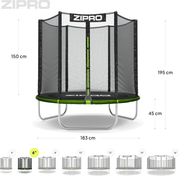 Τραμπολίνο κήπου Zipro Jump Pro  με εξωτερικό δίκτυ 6FT 183cm