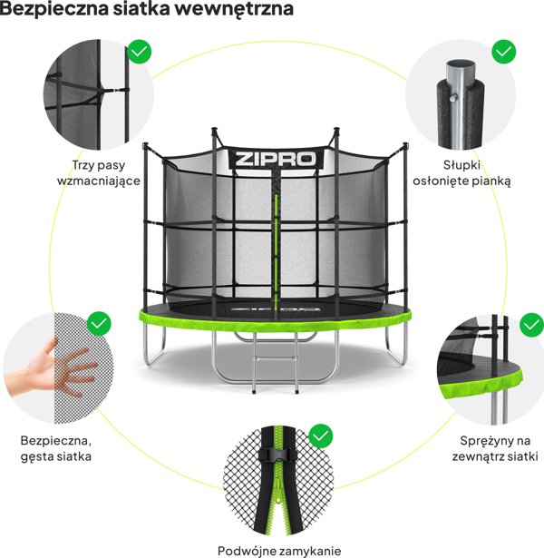 Τραμπολίνο κήπου Zipro Jump Pro με εσωτερικό δίχτυ 8FT 252cm
