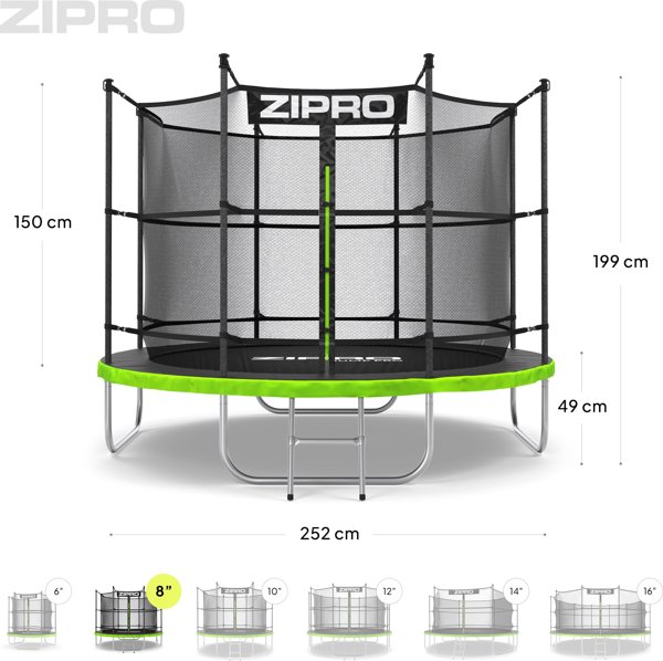 Τραμπολίνο κήπου Zipro Jump Pro με εσωτερικό δίχτυ 8FT 252cm